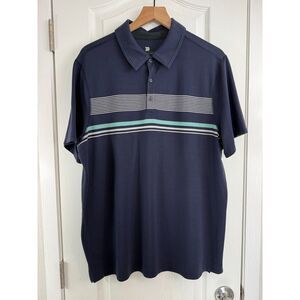 All In Motion Men's Navy Blue Stripped Polo Shirt - XL